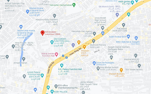 Google Map: Property Location: Behind Mairaj Garden, Near Bandlaguda RTO Office, Chandrayangutta, Hyderabad - 500053 Telangana
